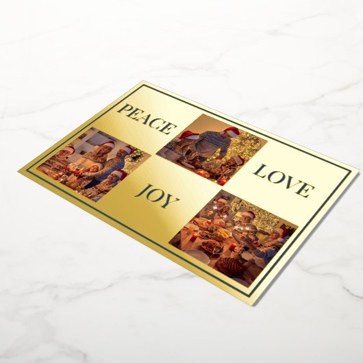 ミニマル家族の写真モダン平和の愛と喜び実在 箔シーズンカード (回転した状態)