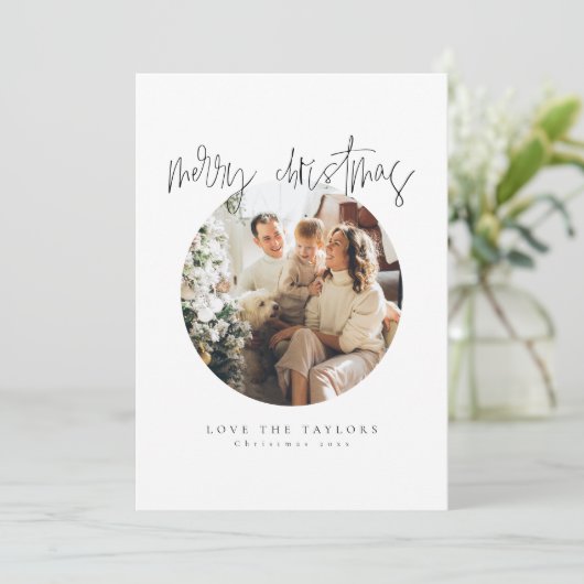 ミニマル家族写真クリスマスカード シーズンカード (スタンド正面)