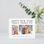ミニマル家族2枚の写真2026新年おめでとう シーズンポストカード (スタンド正面)