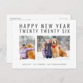 ミニマル家族2枚の写真2026新年おめでとう シーズンポストカード (正面/裏面)
