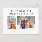 ミニマル家族2枚の写真2026新年おめでとう シーズンポストカード (正面)