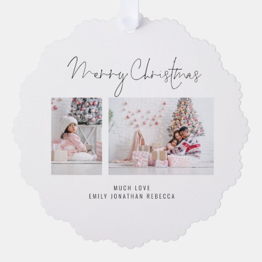 ミニマル家族3枚の写真 オーナメントカード (正面)