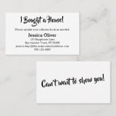 「ミニマル家買だ!」 編集可能な白のカード 名刺 (正面/裏面)