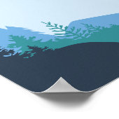 ミニマル山と川の風景 ポスター (角)