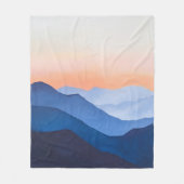 ミニマル山の夕日 フリースブランケット (正面)
