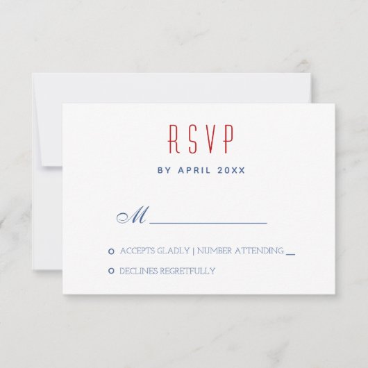 ミニマル差出人住所ウェディングRSVPカード (正面)