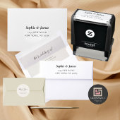 ミニマル差出人住所スクリプトの自己手書きスタンプ セルフインキングスタンプ