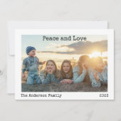 ミニマル平和と愛3フォトホリデー シーズンカード (正面)