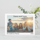 ミニマル平和と愛3フォトホリデー シーズンカード (スタンド正面)