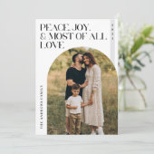 ミニマル平和ジョイ愛クリスマスファミリー写真 シーズンカード (スタンド正面)