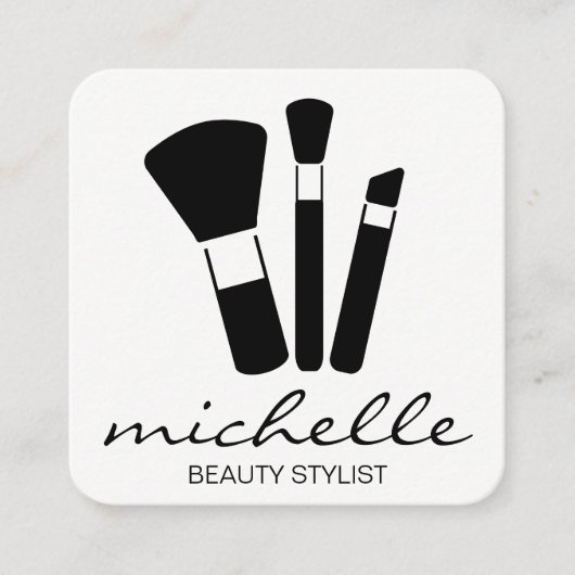 ミニマル平白 |筆記体文字 |メイクアップキット スクエア名刺 (正面)