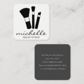 ミニマル平白 |筆記体文字 |メイクアップキット スクエア名刺 (正面/裏面)