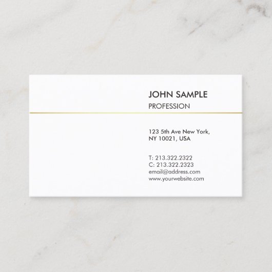 ミニマル平野モダンプロフェッショナル白エレガント色 名刺 (正面)