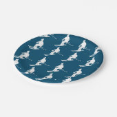 ミニマル幾何学模様スキーヤーウィンターブルーホワイト ペーパープレート (アングル)