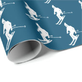 ミニマル幾何学模様スキーヤーウィンターブルーホワイト ラッピングペーパー (ロールコーナー)