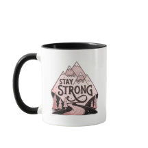 ミニマル幾何学的なデザインの「Stay Strong Mountain Hoodie」