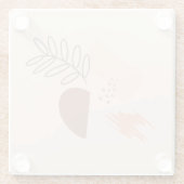 ミニマル幾何学的な地球の形の植物モノグラム ガラスコースター (裏面)