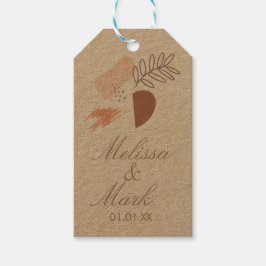 ミニマル幾何学的な地球の形の植物モノグラム ギフトタグ