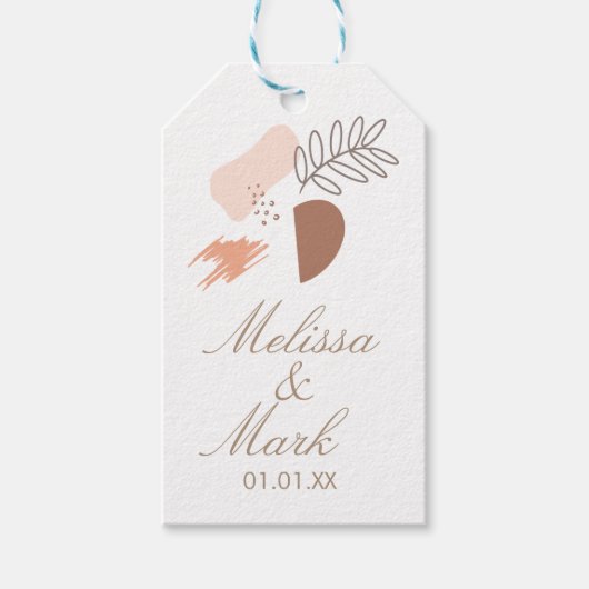 ミニマル幾何学的な地球の形の植物モノグラム ギフトタグ (正面)