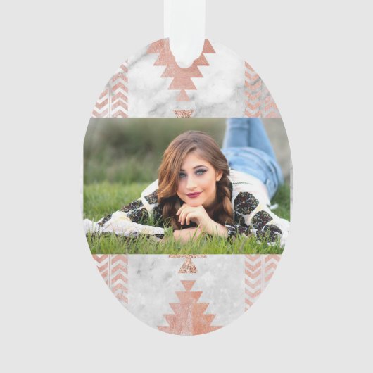 ミニマル幾何学的バラ金ゴールドアステカ白大理石 オーナメント (正面)