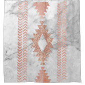 ミニマル幾何学的バラ金ゴールドアステカ白大理石 シャワーカーテン (正面)