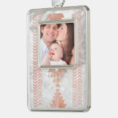 ミニマル幾何学的バラ金ゴールドアステカ白大理石 シルバープレートフレームオーナメント (左)