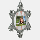 ミニマル幾何学的バラ金ゴールドアステカ白大理石 スノーフレークピューターオーナメント (左)