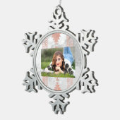 ミニマル幾何学的バラ金ゴールドアステカ白大理石 スノーフレークピューターオーナメント (右)