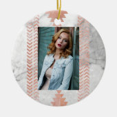 ミニマル幾何学的バラ金ゴールドアステカ白大理石 セラミックオーナメント (正面)