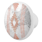 ミニマル幾何学的バラ金ゴールドアステカ白大理石 セラミックノブ (右)