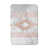 ミニマル幾何学的バラ金ゴールドアステカ白大理石 バスマット (正面縦)