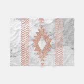 ミニマル幾何学的バラ金ゴールドアステカ白大理石 フリースブランケット (正面(横))