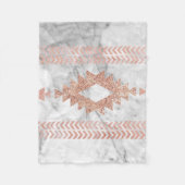 ミニマル幾何学的バラ金ゴールドアステカ白大理石 フリースブランケット (正面)