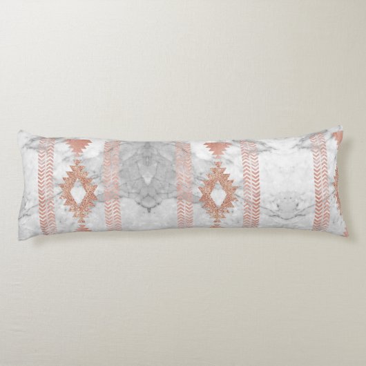 ミニマル幾何学的バラ金ゴールドアステカ白大理石 ボディピロー (裏面)