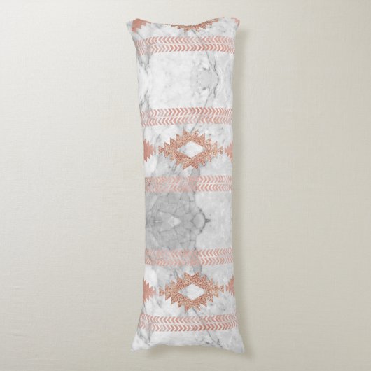 ミニマル幾何学的バラ金ゴールドアステカ白大理石 ボディピロー (正面縦)