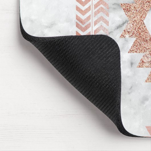 ミニマル幾何学的バラ金ゴールドアステカ白大理石 マウスパッド (コーナー)