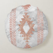 ミニマル幾何学的バラ金ゴールドアステカ白大理石 ラウンドクッション (裏面)