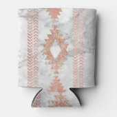 ミニマル幾何学的バラ金ゴールドアステカ白大理石 缶クーラー (正面)