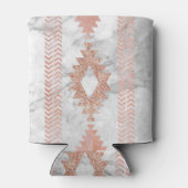 ミニマル幾何学的バラ金ゴールドアステカ白大理石 缶クーラー (裏面)