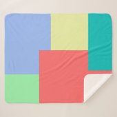 ミニマル幾何学色ブロック明るい色 シェルパブランケット (正面(横))