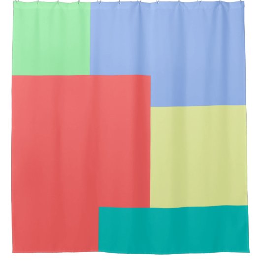 ミニマル幾何学色ブロック明るい色 シャワーカーテン (正面)