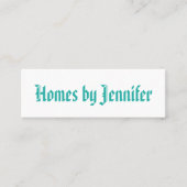 ミニマル幾何書道ターコイズプロファイル スキニー名刺 (正面)