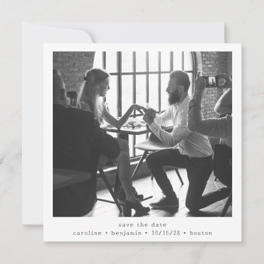 ミニマル広場白黒モダン写真結婚の セーブザデート (正面)