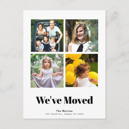 ミニマル広場4フォトコラージホワイトムービング 案内ポストカード (正面)