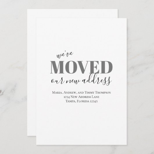 ミニマル引っ越しましたシンプル移動 案内状 (正面/裏面)