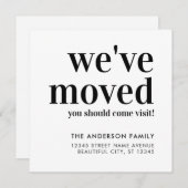 ミニマル引っ越しましたモダントレンディー黒移動 案内状 (正面/裏面)