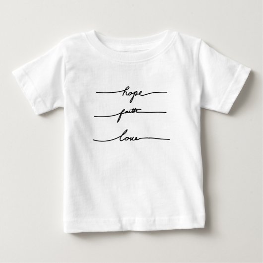 ミニマル引用文シールタイポグラフィ、手書き ベビーTシャツ (正面)
