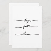 ミニマル引用文シールタイポグラフィ、手書き 招待状 (正面/裏面)