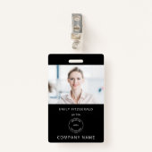 ミニマル従業員の写真ID名ロゴブラック バッジ (正面クリップ)