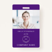 ミニマル従業員の写真ID名ロゴ紫 バッジ (正面)